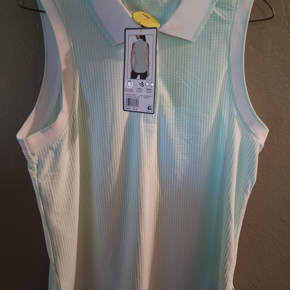 New Womens RBX Sleeveless Mint Green Collared Top. Sz Large